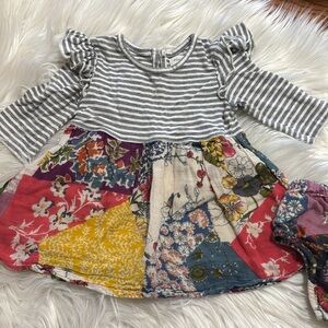 Mimi & Maggie Stripped Long Sleeve Patterned Dress